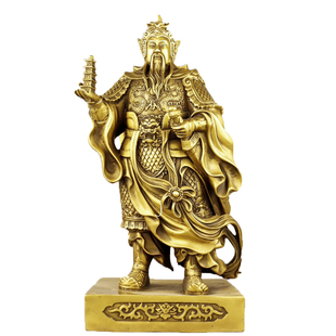 黄铜托塔李天王铜像摆件精工人物四大天王李靖神像古风铜工艺品