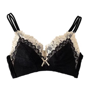 深巷归人小平胸聚拢上托无钢圈蕾丝内衣少女学生日系复古透气文胸