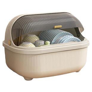 厨房碗筷收纳盒带盖放餐具碗柜置物架家用沥水碗盘架碗碟收纳架子