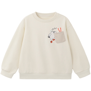 英氏童装圆领卫衣儿童上衣春春秋长袖男童套头春季百搭纯色卡通