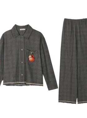 朵朵可可秋冬磨毛女款家居服套装