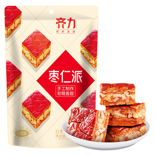 齐力枣仁派108g红枣核桃糕解馋零食内含独立小袋