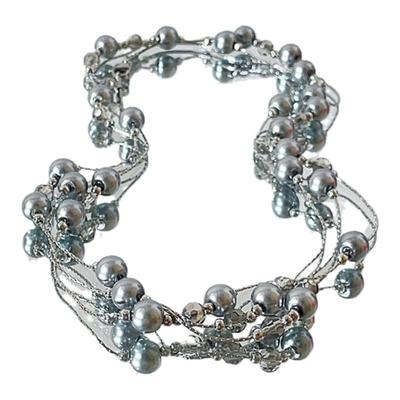 灰色珍珠项链女锁骨链