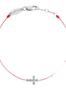 Redline/红绳女士Jean 0.20克拉圆形十字钻石白金绳制手链