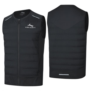 沃兰迪灰鸭绒保暖运动羽绒马甲半拉链运动训练加绒保暖轻盈