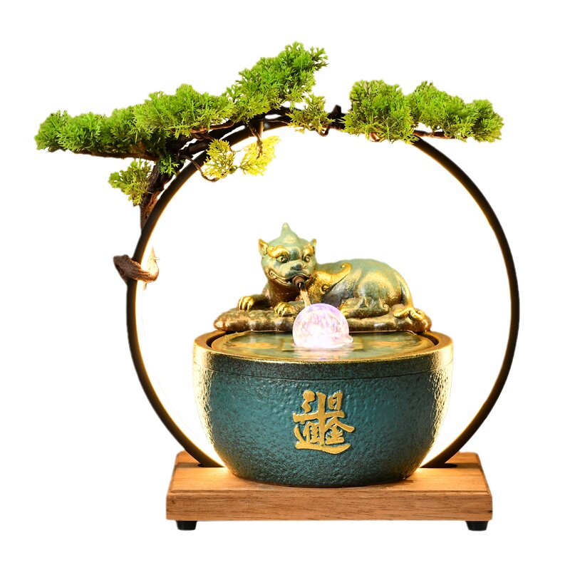 貔貅陶瓷纳福桌面风水轮镇宅