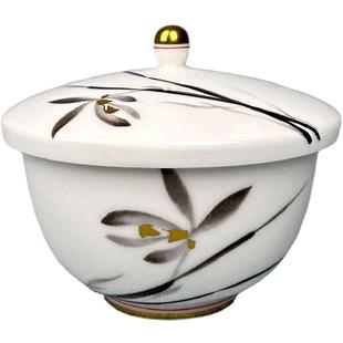 香兰社兰花茶杯陶瓷盖杯帝王蓝盖碗香兰舍茶杯汤吞杯茶碗日本进口