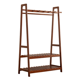 全实木衣帽架卧室家用落地挂衣架床边简易收纳架挂包架晾衣服架子