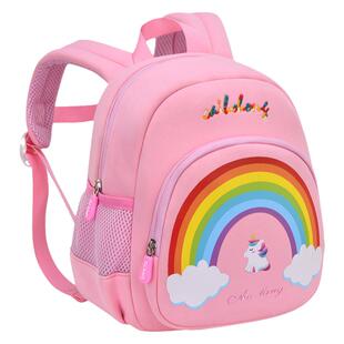 书包幼儿园女童小班三岁宝宝入园彩虹独角兽卡通可爱超轻防水背包