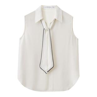 水云间无袖衬衫女知识分子风内搭背心上衣飘带衬衣row系风格穿搭
