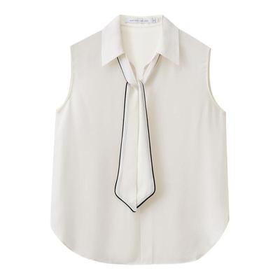 水云间无袖衬衫女知识分子风内搭背心上衣飘带衬衣row系风格穿搭