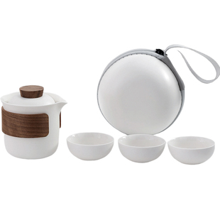 陶瓷简约户外旅行茶具一壶三杯快客杯便捷式收纳包定制伴手礼套装