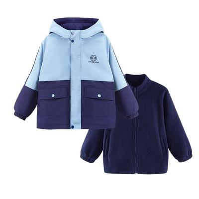 男童冲锋衣款儿童外套秋冬装新款大童防风衣户外三合一羽绒服童装