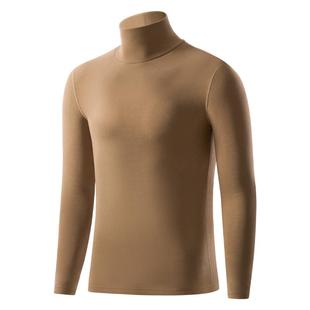 简云半高领长袖t恤男羊毛蚕丝打底衫加厚加绒内搭德绒保暖上衣冬