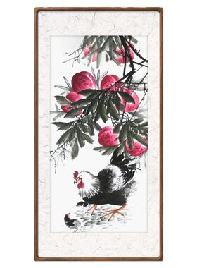 桃子画十二生肖鸡的挂画