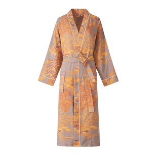 全棉双层纱浴袍提花睡袍复古外贸高级感纯棉浴衣酒店情侣睡衣吸水