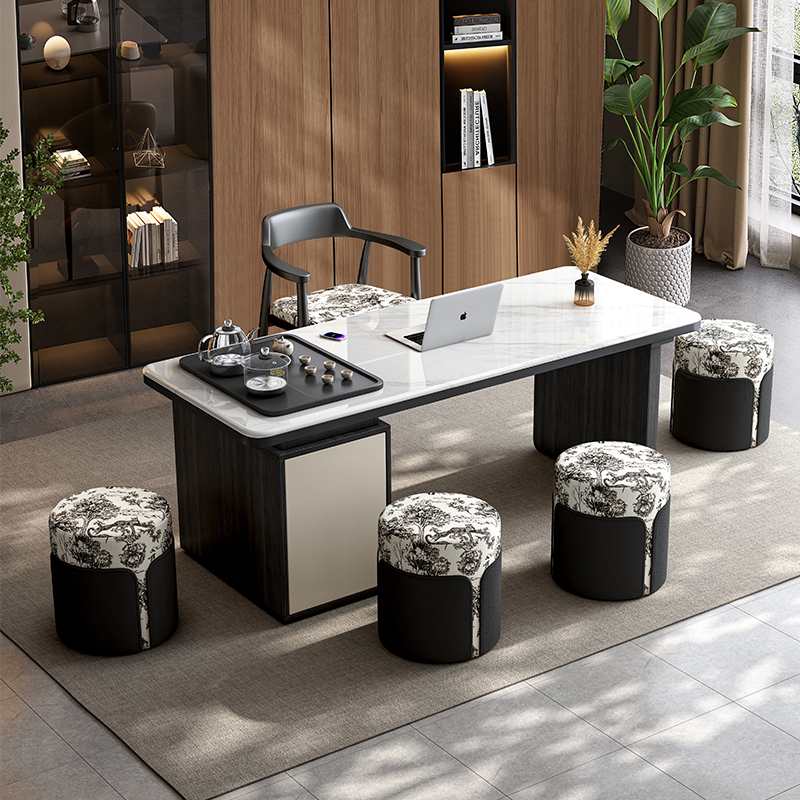 简约家用客厅实木微晶石岩板茶桌新款小户型阳台泡茶一体茶台组合