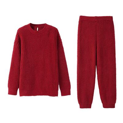安之伴情侣红色秋冬睡衣套装