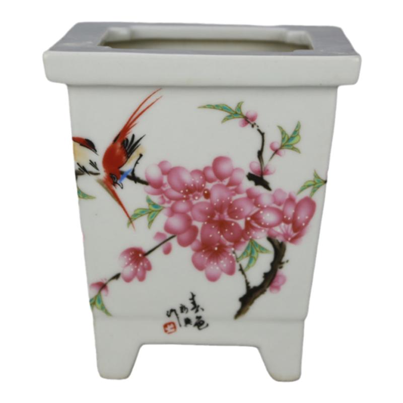 复古粉彩四足菖蒲多肉陶瓷小花盆