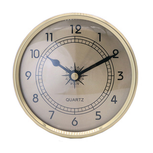 直径90mm金属钟头diy工艺品插入式座钟配件镶嵌式圆形石英钟胆