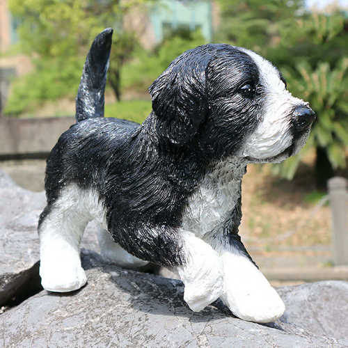 仿真可爱小边牧摆件生肖狗树脂工艺品花园庭院动物幼犬装饰品摆设