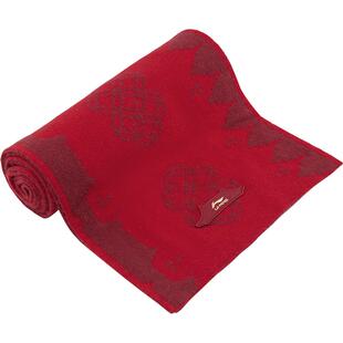 李宁中国文化故宫联名男女同款2026新款春季保暖防寒挡风红色围巾