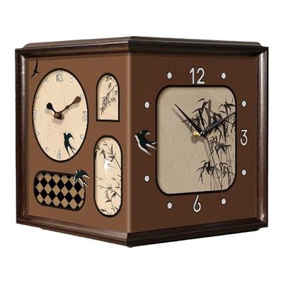 客厅转角双面时钟中古风拐角时钟