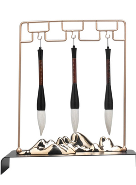 新中式禅意毛笔架书房茶室摆件