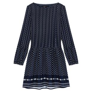 Maje2026春季新款女装法式时尚多色波点图案圆领短款长袖连衣裙