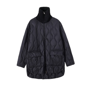 轻薄菱形格绗缝保暖羽绒服女中长款宽松保暖文艺风秋冬百搭显瘦