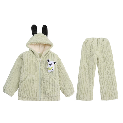 儿童家居服加绒保暖冬季睡衣套装