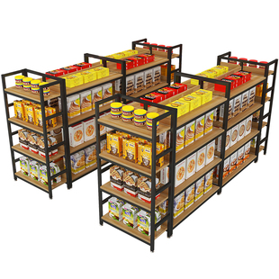 中岛货架置物架多层展示柜多功能零食摆货架超市便利店双面展示架