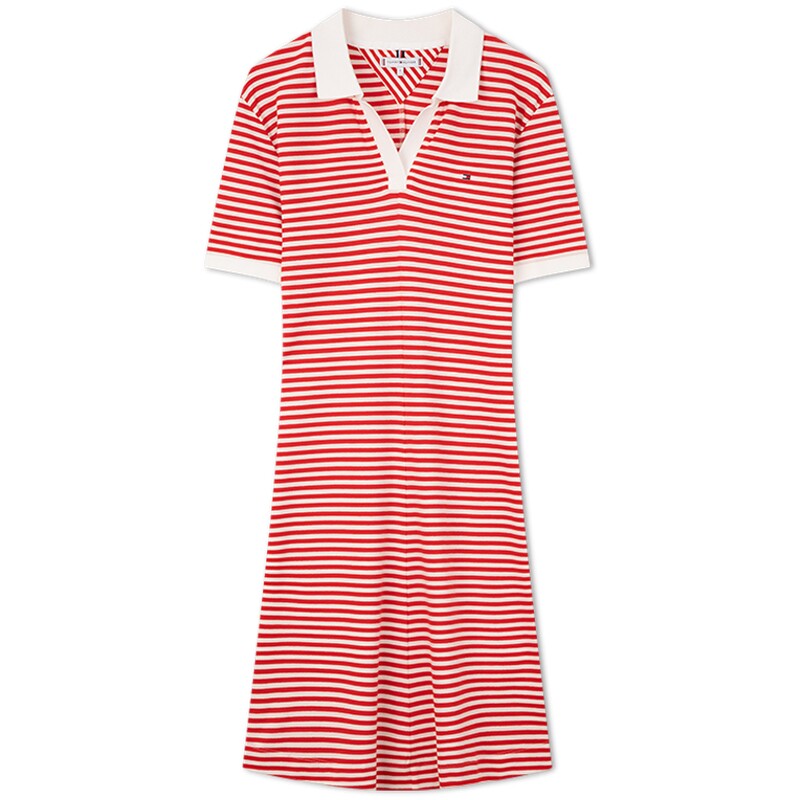 Tommy女装莱赛尔微弹V领POLO裙