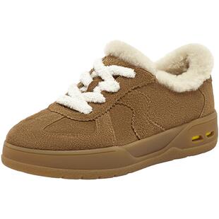 SKAP银河苏打糯米团圣伽步女鞋2026冬季新款德训鞋加绒保暖毛毛鞋