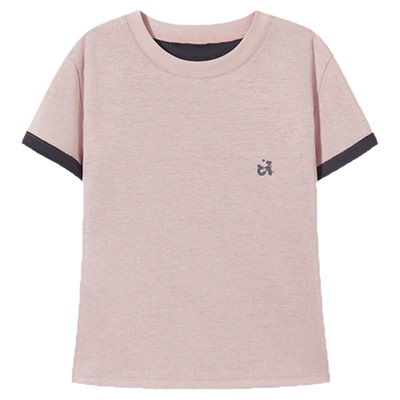 PSO Brand女装可爱小狗圆领修身短袖女t恤运动显瘦短款体恤上衣