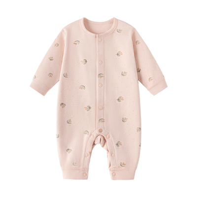 babylove【纺软织柔】婴儿连体衣春秋纯棉衣服女宝宝哈衣一汀花语