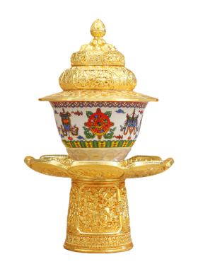 藏式高脚陶瓷合金茶架供水杯