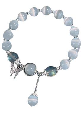 女猫眼石时尚通勤月亮,雪花手链