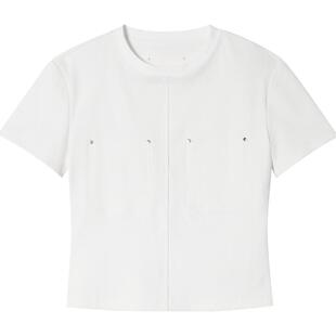 SALT.P可颜高街极简圆领百搭收腰短款短袖毛针织衫秋款