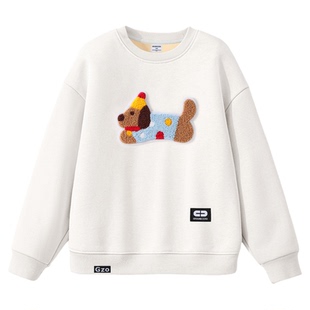 it GROUNDZERO儿童卫衣白色休闲男童上衣2026新款加绒秋冬款保暖T