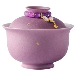 宏逐手绘绣球花盖碗茶杯女士个人专用陶瓷泡茶器家用一人独饮茶具