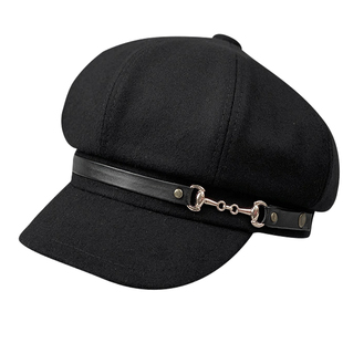 秋冬羊毛呢八角帽女韩版潮英伦复古时尚金属扣贝雷帽文艺报童帽子