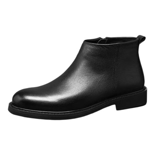 圣保沃马丁靴男士英伦风切真皮尔西靴高帮冬季保暖加绒中帮棉皮鞋