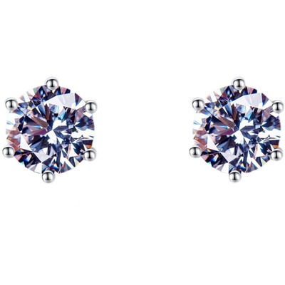 ASTAR18K金莫桑石男女六爪耳钉