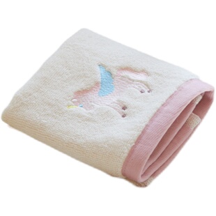 宝宝洗脸毛巾小方巾 纯棉儿童洗澡专用新疆长绒棉刺绣卡通小面巾