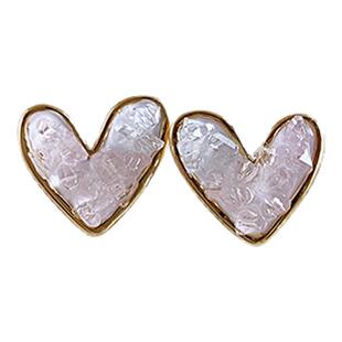 新款小巧粉色水晶爱心耳钉女小众精致纯银针耳环轻奢高级感耳饰品