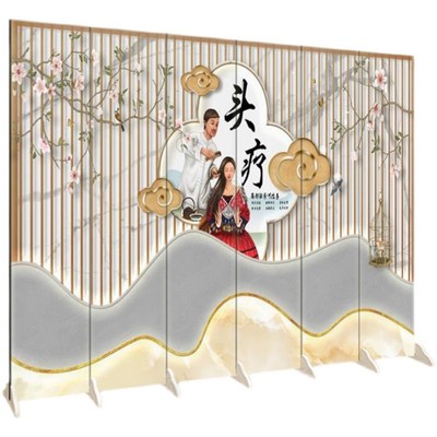 头疗采耳足道中医折叠屏风隔断墙