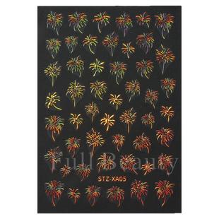 美甲贴纸2025新款蝴蝶结指甲贴纸镭射灿烂喜庆烟花五彩缤纷雪背胶