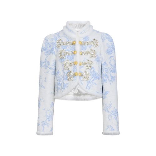 【明星同款】lefame拉飞姆约依印花针织开衫短款上衣女高级感