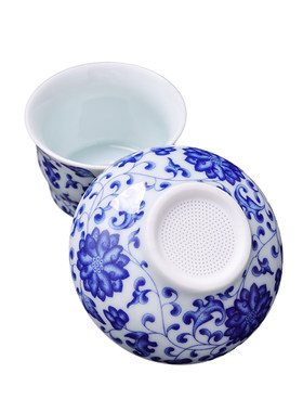 青瓷全瓷一体茶滤过滤器家用陶瓷功夫茶具手托茶漏简约茶叶过滤网